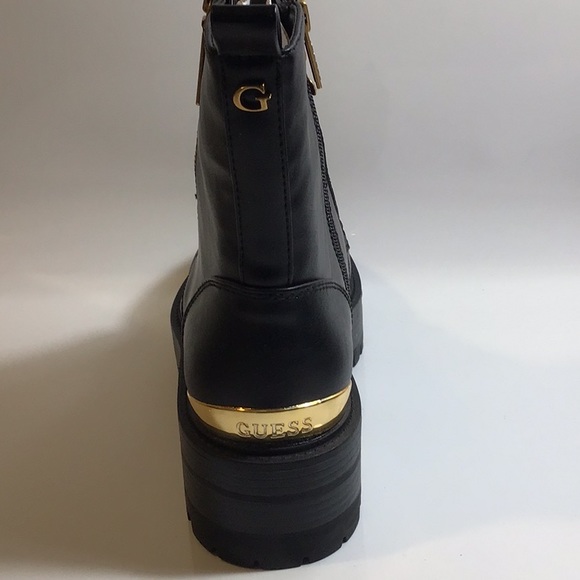Guess Women’s Fearne Lug Sole Lace up Bootie Black Size 8-1/2 - Picture 4 of 7